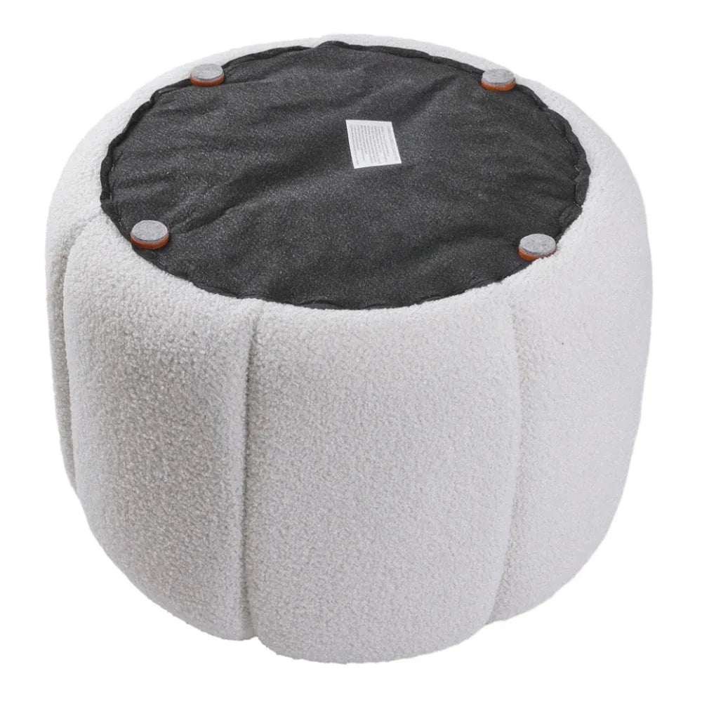 Round Shape Teddy Fabric Multifunctional Household Footstool