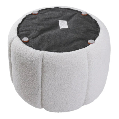 Round Shape Teddy Fabric Multifunctional Household Footstool