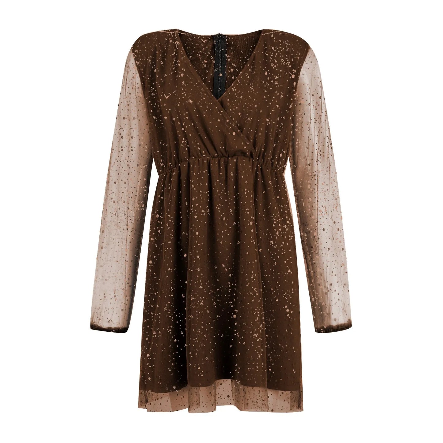 Sexy V-Neck Lace Slim Ruffles Dress