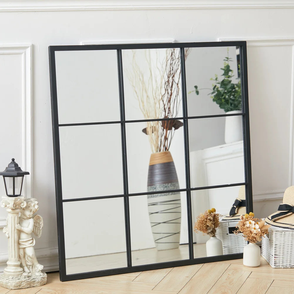 Black Window Mirror Wall Accent Metal Framed Mirror