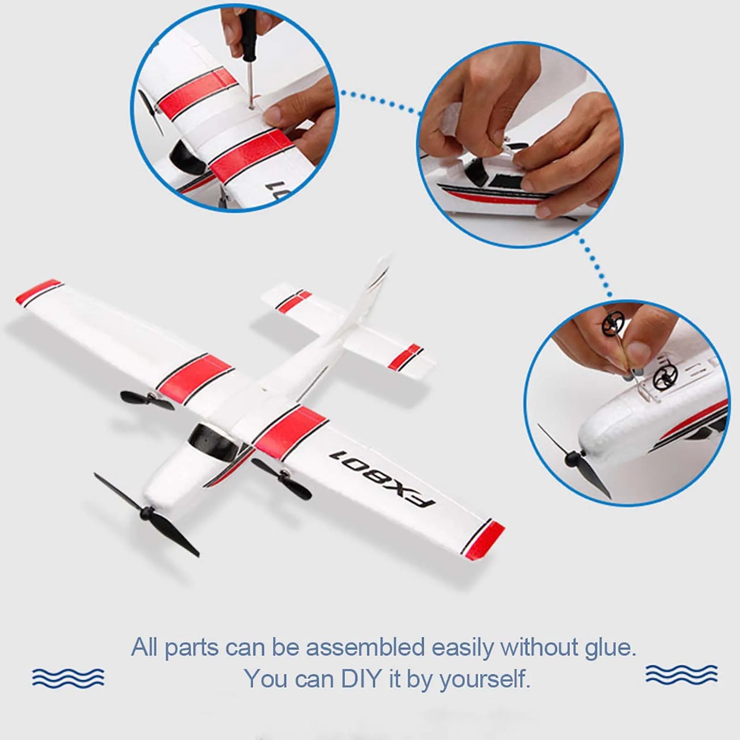 FX801 RC Aircraft Airplane 2.4GHz 2CH RC Airplane Aircraft Outdoor Flight Toys for Kids Boys Remote Intelligent Device