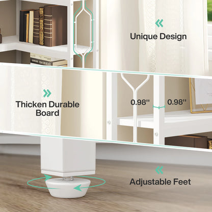 7-Shelf Corner Bookshelf,Large Modern Corner Bookcase, 7-Tier Tall Corner Shelf Storage Display Rack with Metal Frame