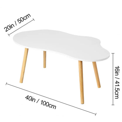 Mid Century Modern Tea Table, Small Coffee Table, Living Room Center Minimalist Display Coffee Table with Cloud Shape