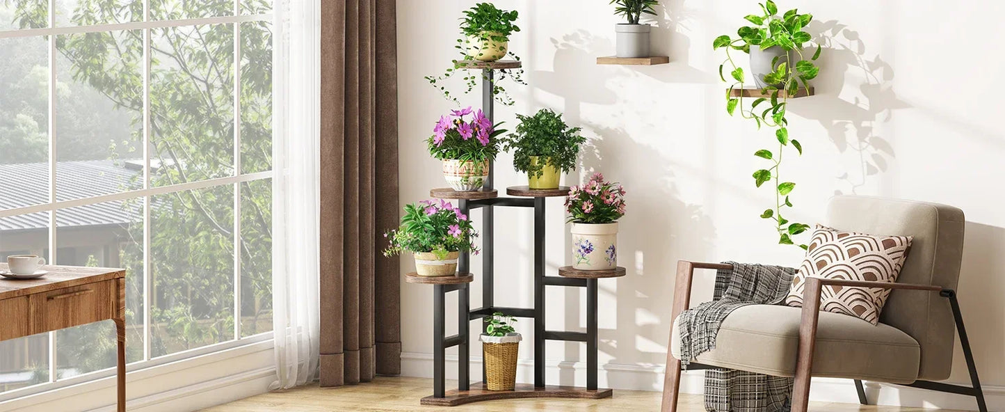Corner Plant Stand Indoor, 6 Tiered Plant Shelf Flower Stand, Tall Multiple Potted Plant Holder