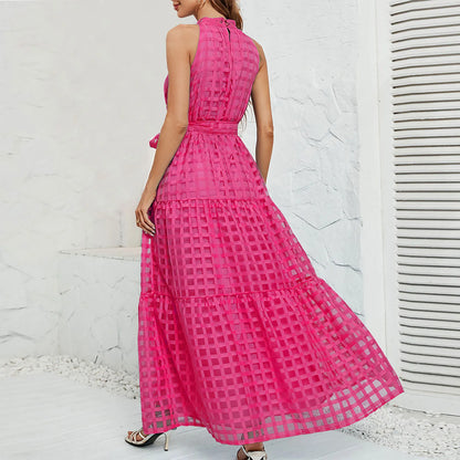 Elegant Sleeveless Halter Neck Maxi Dress