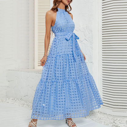 Elegant Sleeveless Halter Neck Maxi Dress