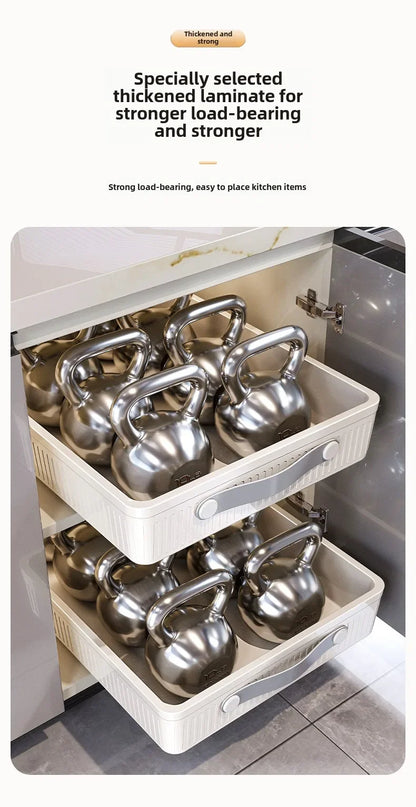 Kitchen Storage Rack with Slide Rails Pull Out Cabinet Organizer Drawer Storage Tray Spice Jars Storage Rack Kitchen
