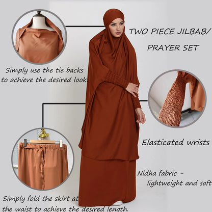 Two Piece Hilbab Prayer Set,  Abaya for Woman