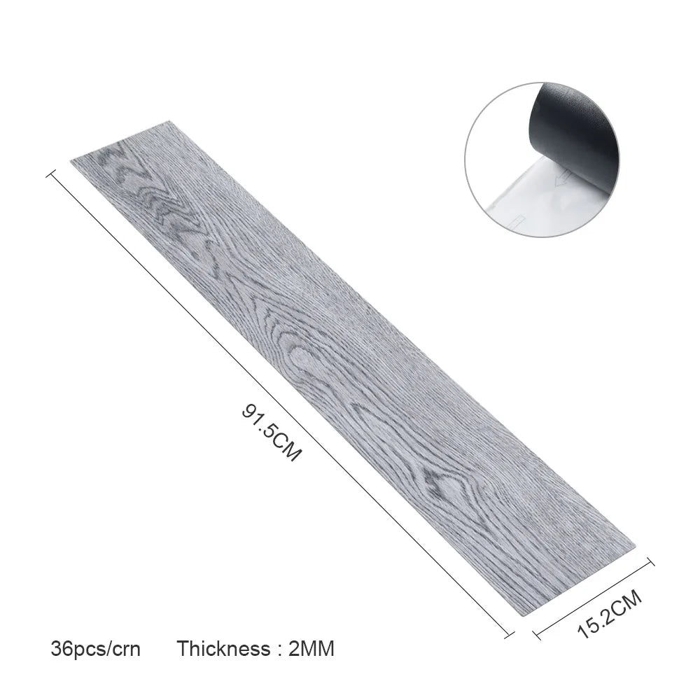Livingandhome 36pcs Rustic Lifelike Wood Grain Self-adhesive PVC Flooring Laminate Flooring Planks for Home Decor