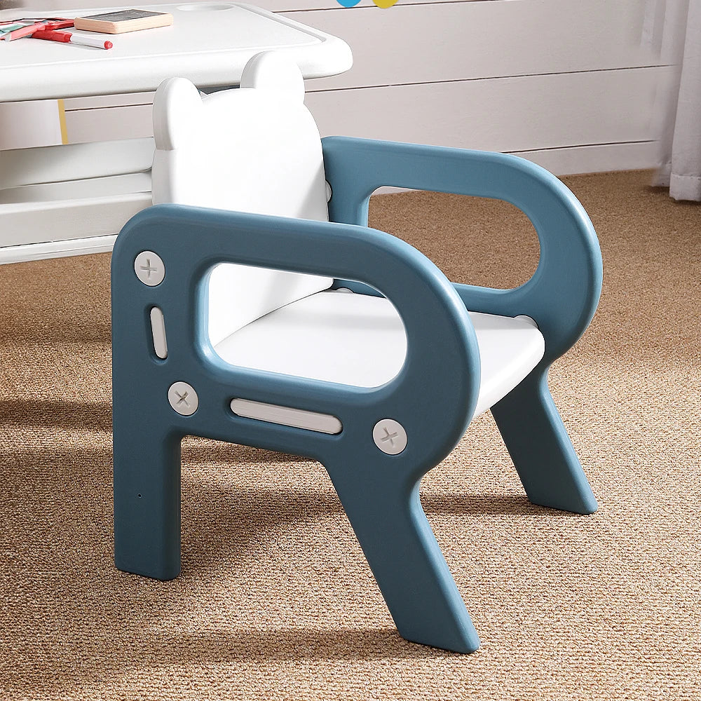 Kids Acticity Rounded Corners Desk Chair Set Height Adjustable with 3 Height Settings Recessed Cup Holer