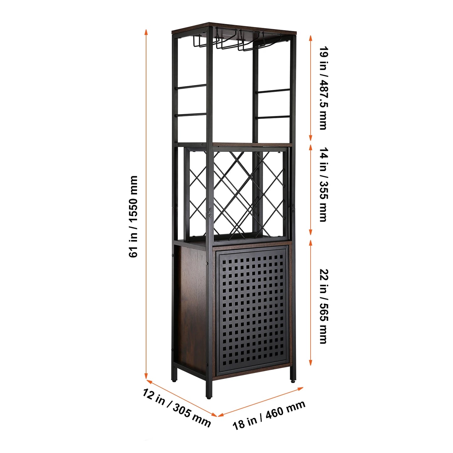 VEVOR Wine Bar Cabinet Wine Table for Liquor & Glasses Freestanding Farmhouse Wood Bar Cabinet Natural