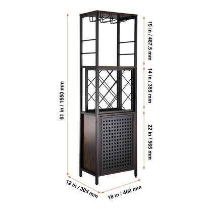 VEVOR Wine Bar Cabinet Wine Table for Liquor & Glasses Freestanding Farmhouse Wood Bar Cabinet Natural
