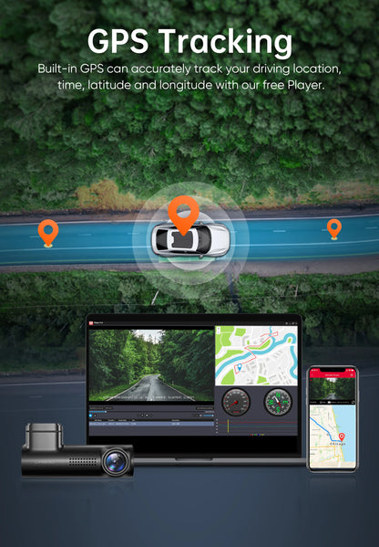 LINGDU D100 Dash Cam 2.5K 1440P Dash Camera for Cars WiFi Built in GPS Smart Voice Control 24H Parking Monitor WDR Night Vision