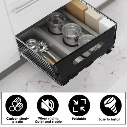 Pull Out Cabinet Organizer Shelf Kitchen Cabinet Cutlery Seasoning Bottle Spice Storage Rack Carbon Steel Slide Out Shelf