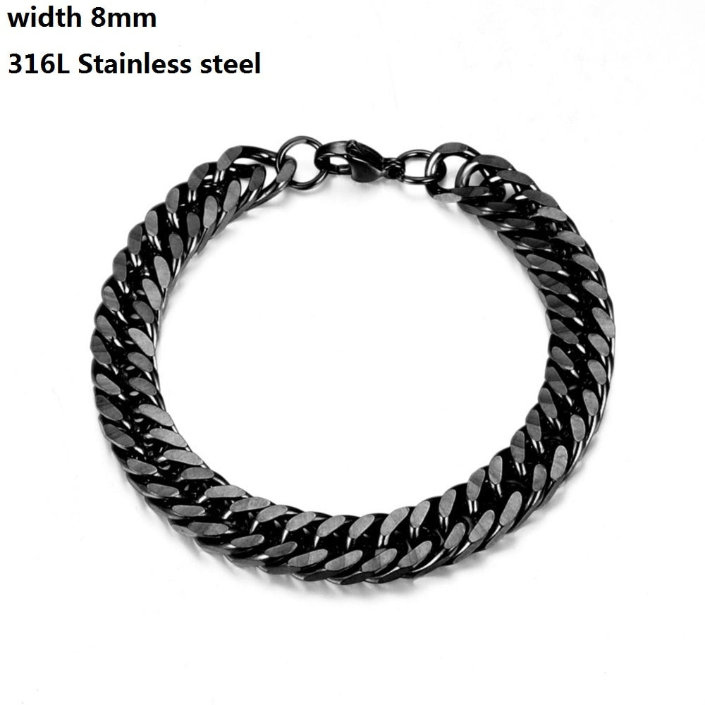 316L Stainless Steel Cuban Chain Bracelet for Men Women Figaro  Vintage Metal Viking Kpop Pulseras Emo Cute Luxury Jewelry Gift