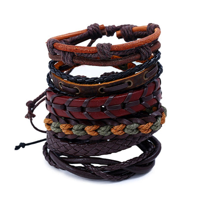 Pack of 4 Bracelets Leather Braided Bangle Hand Jewelry Party Fashion Stylish Casual Portable Personalized Gift Wristband