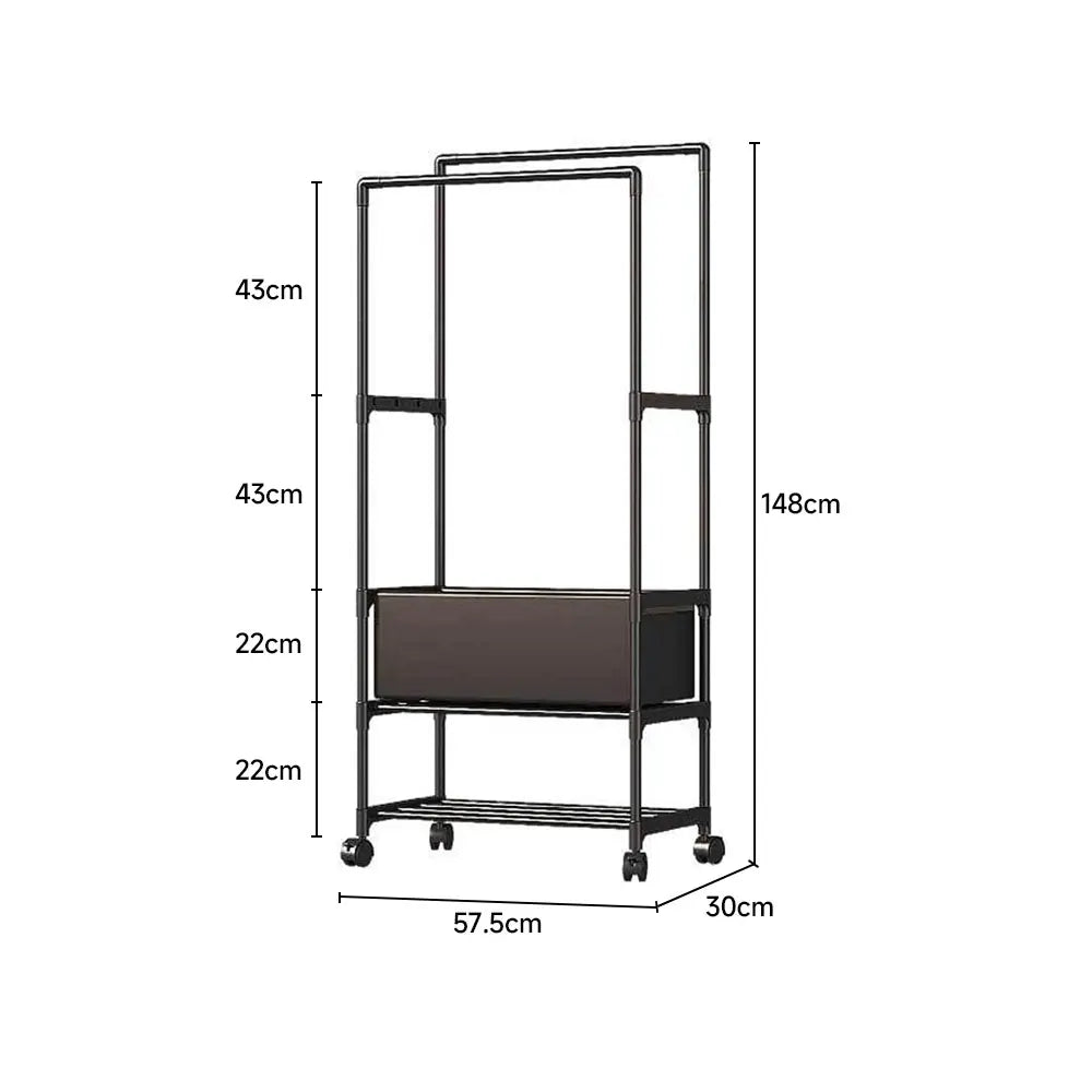 Voltsify Double Rod Metal Clothes Rack on Wheels