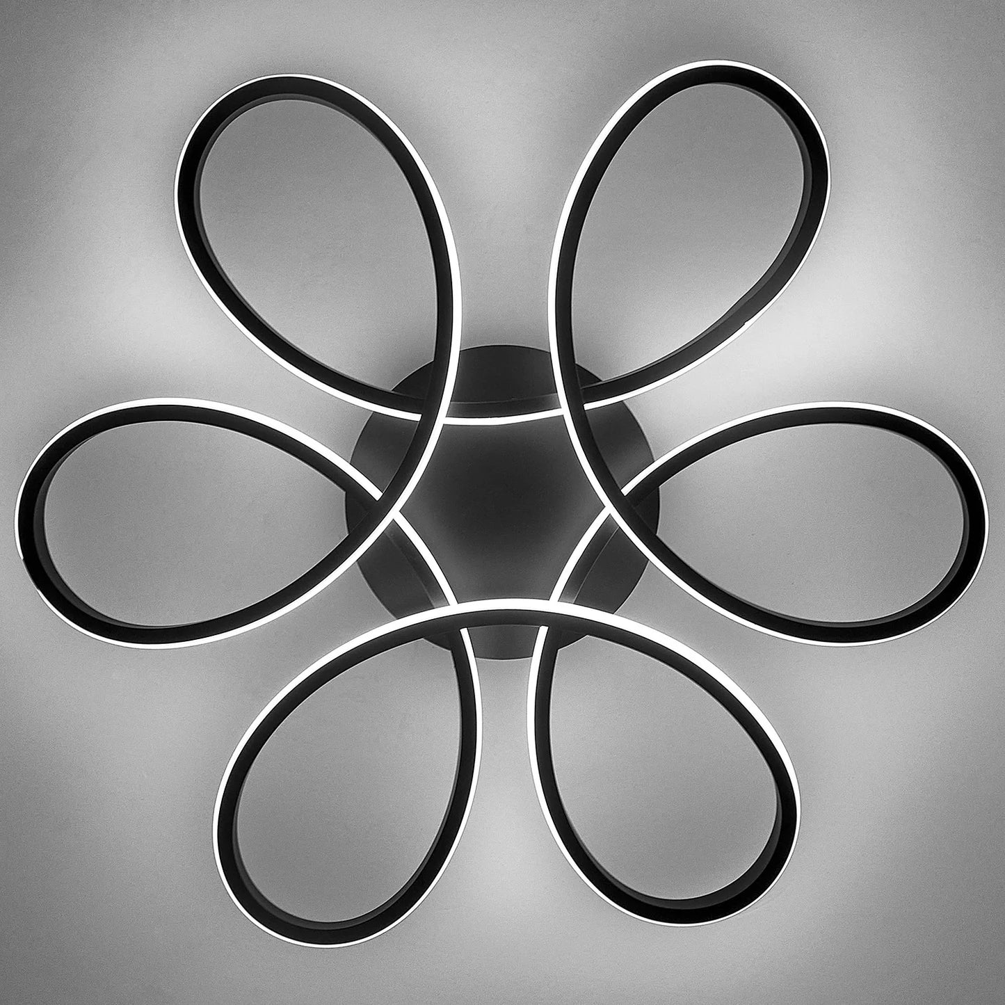 Modern Acrylic Petal LED Chandelier Ceiling Light, Black 74CM Cool White