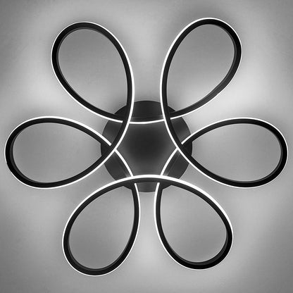 Modern Acrylic Petal LED Chandelier Ceiling Light, Black 74CM Cool White