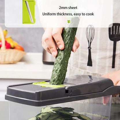 Vegetable Chopper Multifunctional Food Chopper 8 Blades Vegetable Cutter with Hand Guard & Container Food Slicer Kitchen Gadgets