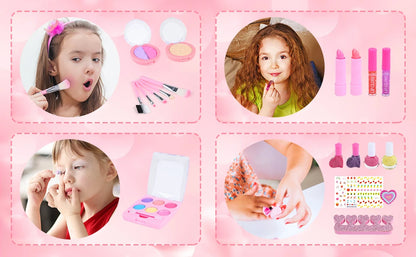 Kids Makeup Sets for Girls Washable Make up Starter Kit Princess Pretend Play Makeup Girls Toys with Cosmetic Bag Birthday Gift