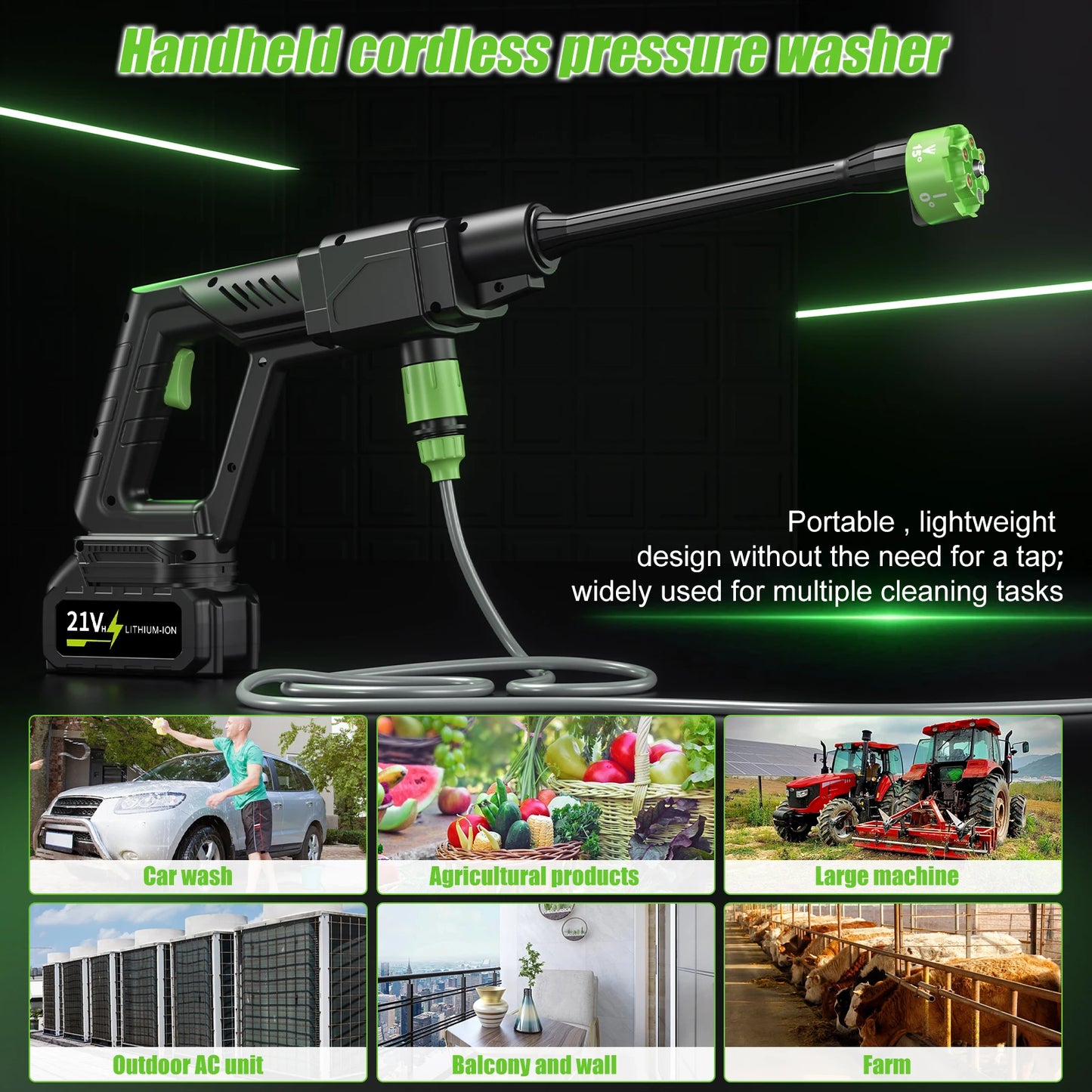 Brushless High Pressure Car Washer Gun 6 IN 1 Electric Garden Washing Water Wash Spray Gun Cordless Pressure Washer