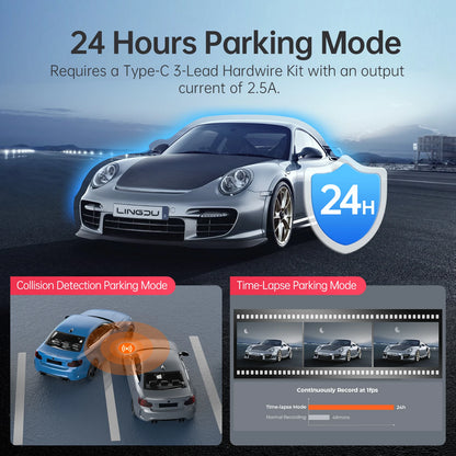 LINGDU D500 Dash Cam Ultra HD 4K Built-in 5GHz WI-FI GPS English Voice Control Dash Car Camera 24H Loop Recording D500 Car DVR
