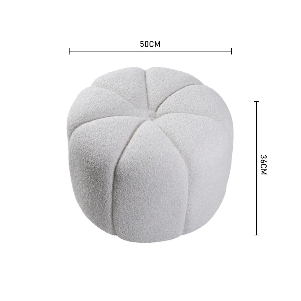 Round Shape Teddy Fabric Multifunctional Household Footstool