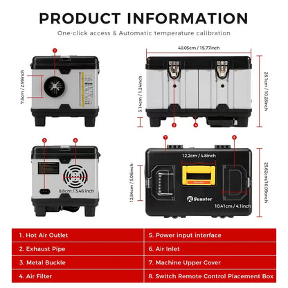 8KW 12V/24V/110-240V toolbox TB10 diesel air heater LCD & bluetooth with Altitude Mode parking heater for cars RV camper tent