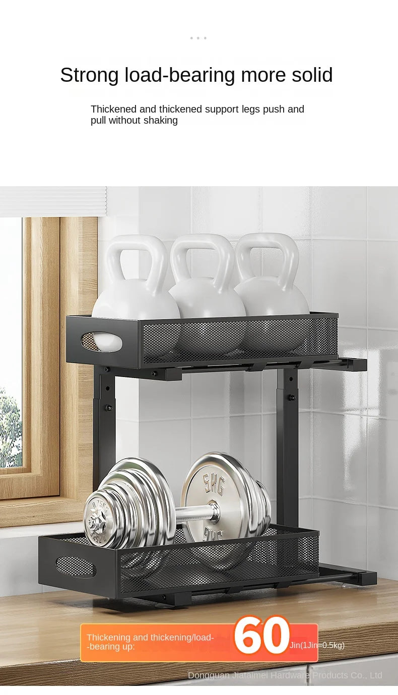 Under Sink Organizers and Storage, Adjustable 2 Tier Metal Pull out Cabinet Organizer for Bathroom, Kitchen, Pantry