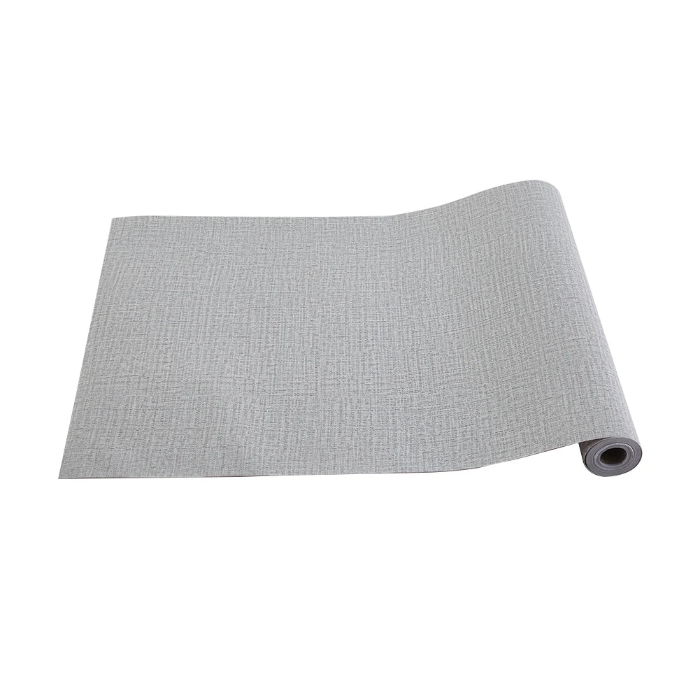 Grey Linen Textured PVC Self-adhesive Wallpaper, Waterproof and Moisture-resistant, 1000cm L x 45cm W