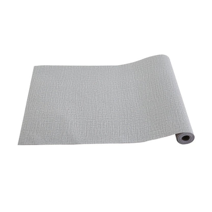 Grey Linen Textured PVC Self-adhesive Wallpaper, Waterproof and Moisture-resistant, 1000cm L x 45cm W