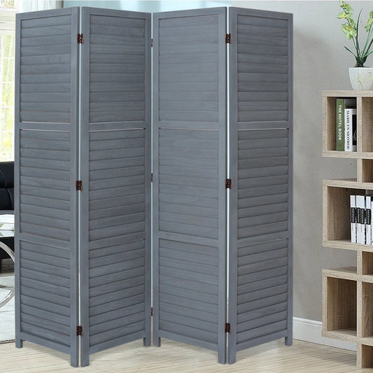 Folding Room Divider Privacy Separator Screen, Dark Grey 4 Panel