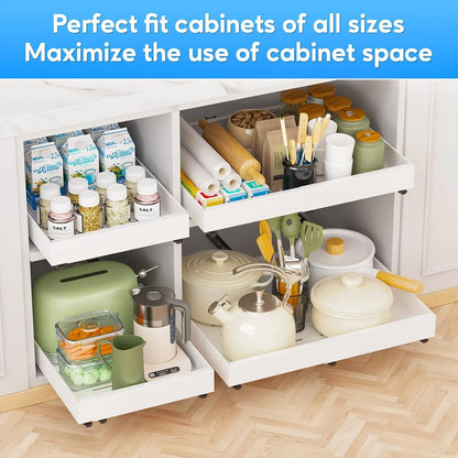 Pull Out Kitchen  Storage Rack Cabinet Organizer Expandable Heavy Duty Slide Out Drawers  for Kitchen,Bathroom,Pantry Organizer