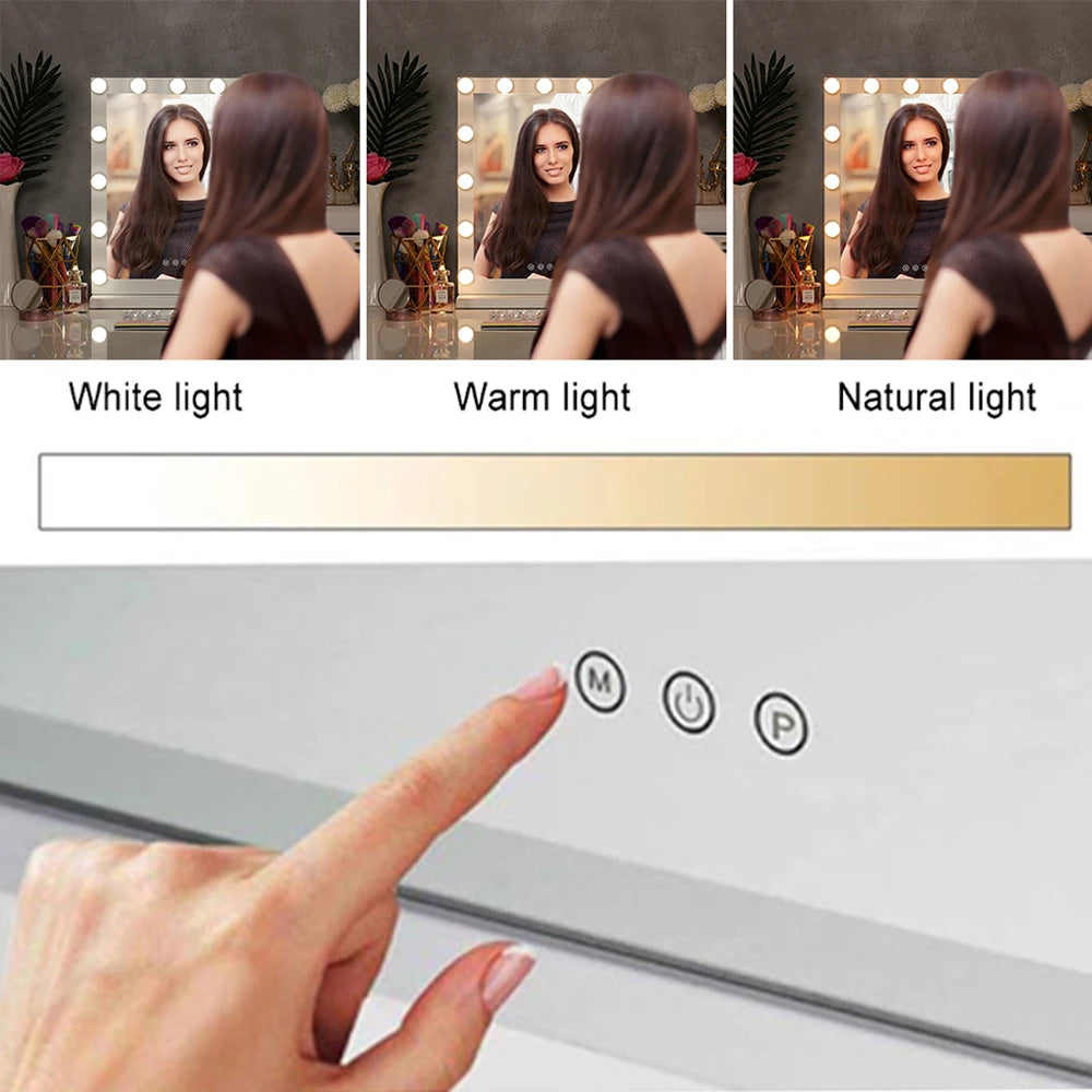 Dimmable LED Light Makeup Mirror for Bedroom, 42x52CM