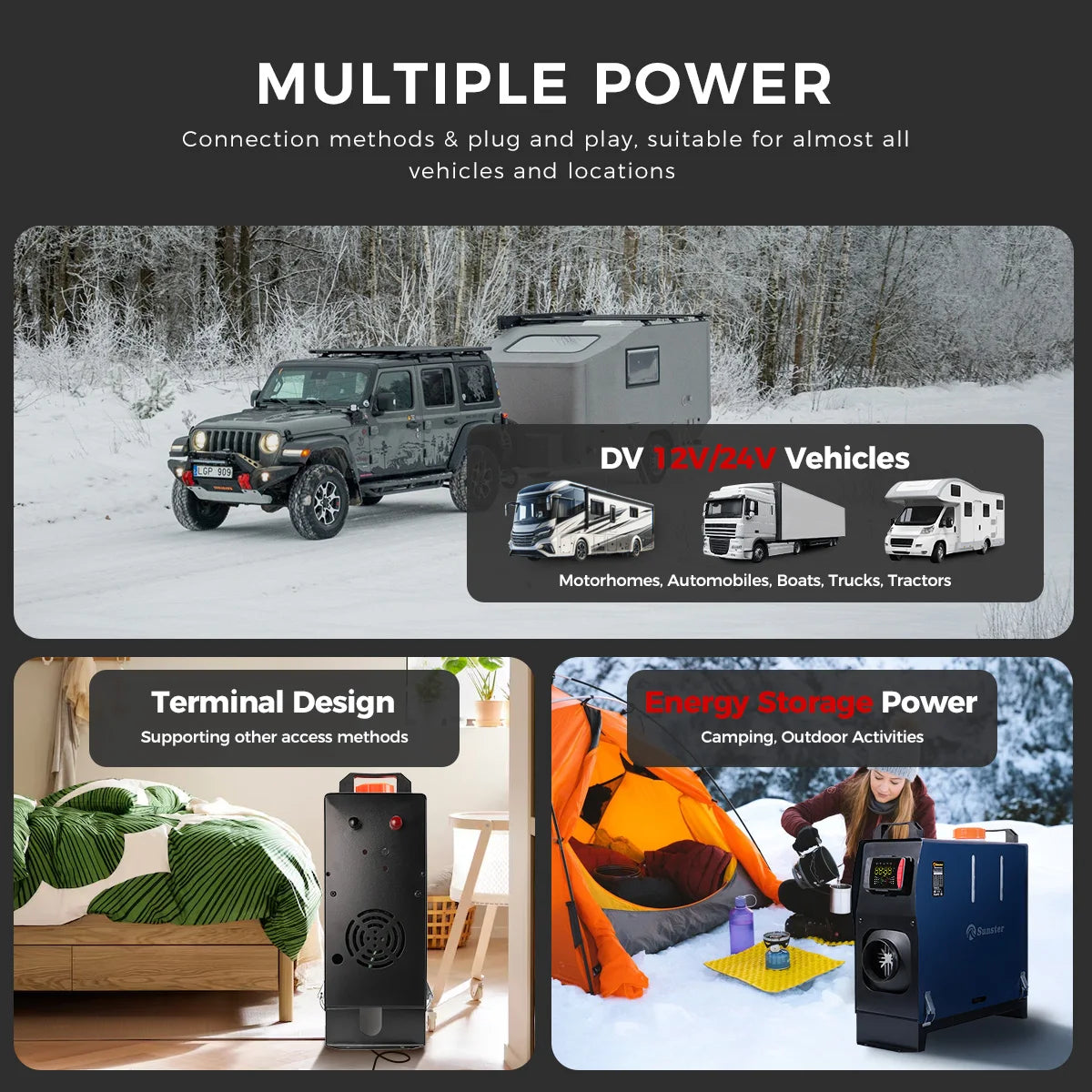 12V 24V 8KW Diesel Air Heater with Bluetooth Control night heater All-in-One with Remote Control &LCD Monitor for Car RV