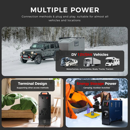 12V 24V 8KW Diesel Air Heater with Bluetooth Control night heater All-in-One with Remote Control &LCD Monitor for Car RV