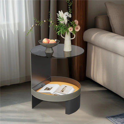Wisfor Glass Coffee Tables for Living Room Round Coffee Tables Modern Circle Coffee Table for Small Space Home