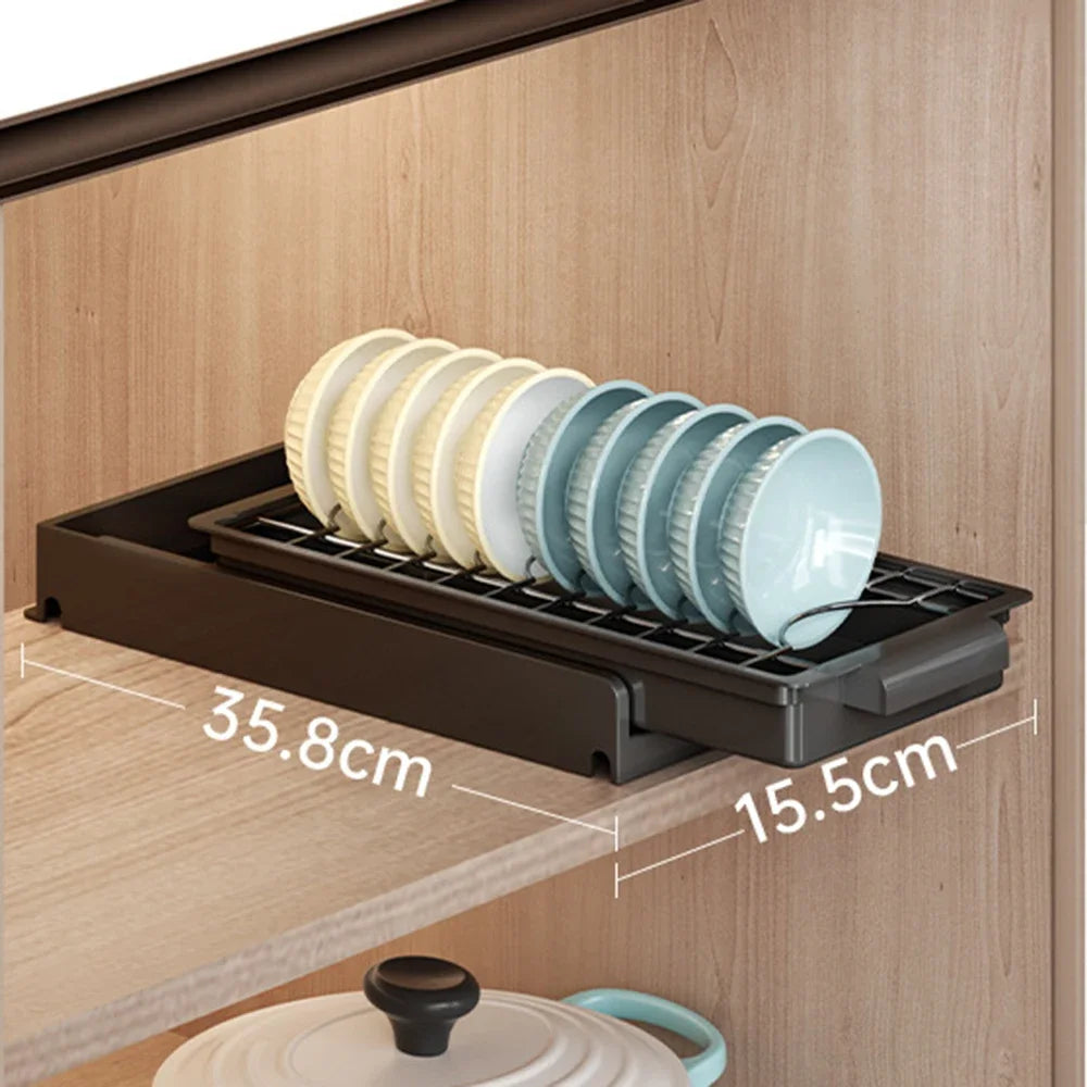 Pull Out Dish Rack Drawer Kitchen Sliding Dish Drainer Organizer Multi-Level Pull Out Storage Sink Cabinet
