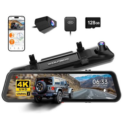 WOLFBOX G900 PRO Dash Cam 4K+2.5K Car DVR  Voice Control 5GHZ WI-FI and GPS Video Recorder  Front and rear camera