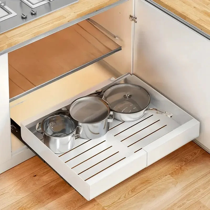 Pull Out Kitchen  Storage Rack Cabinet Organizer Expandable Heavy Duty Slide Out Drawers  for Kitchen,Bathroom,Pantry Organizer
