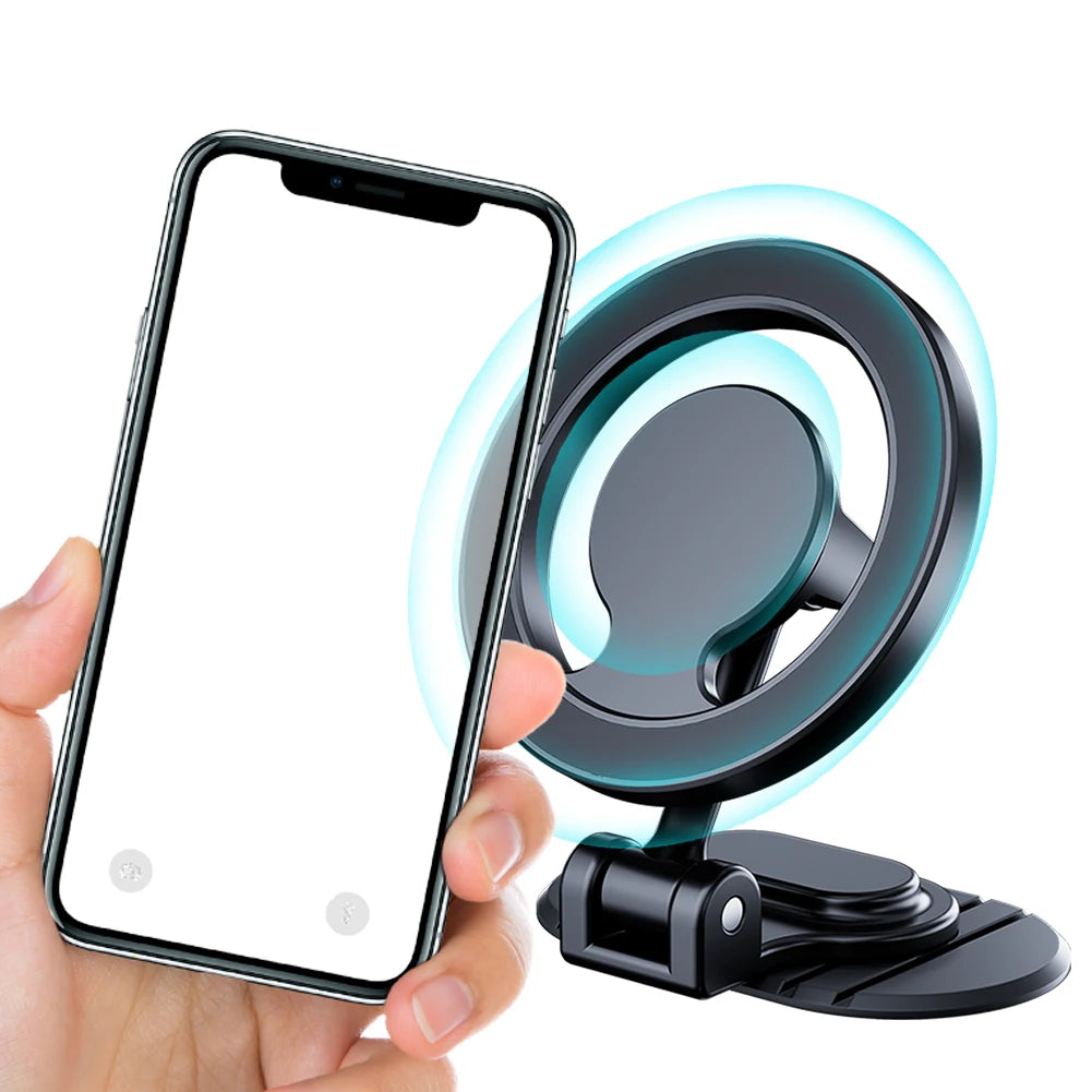 Magnetic Strong Phone Mount Aluminum Alloy Foldable Vehicles Mobile Support Magnet Smartphone Support for iPhone 15 14 13 ProMax