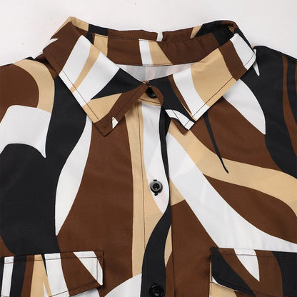 Modern Abstract Print Long-Sleeved Dress