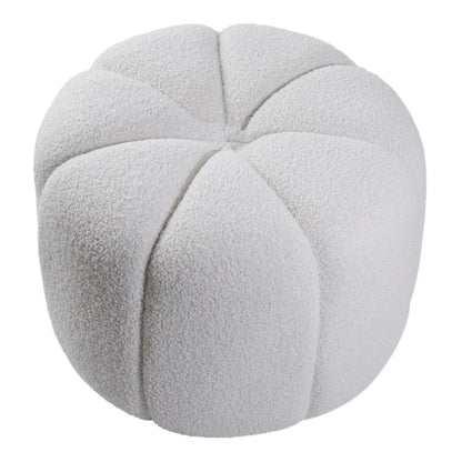 Round Shape Teddy Fabric Multifunctional Household Footstool