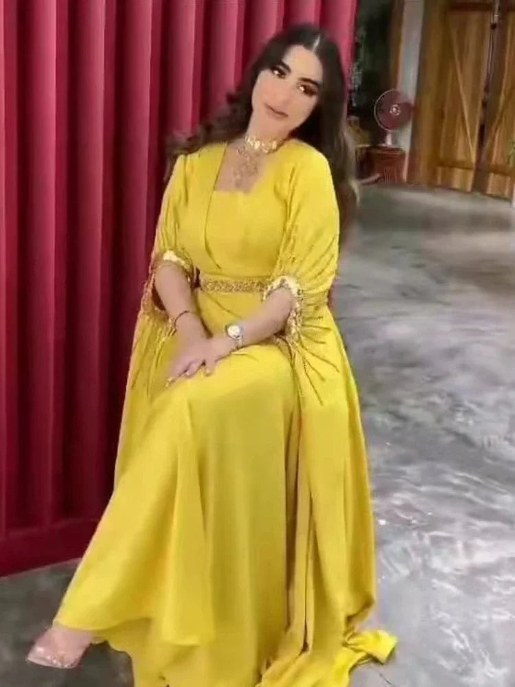 Muslim Party Dress for Women Jalabiya Abaya Ramadan Long Sleeve Dresses Abayas WomanKimono Robe Moroccan Caftan Vestidos 2023