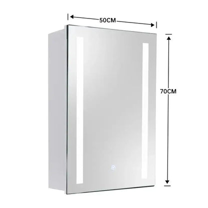 LED Illuminated Anti-fog Wall Mounted Mirror Cabinet Touch Switch with Shaver Socket,500x700MM
