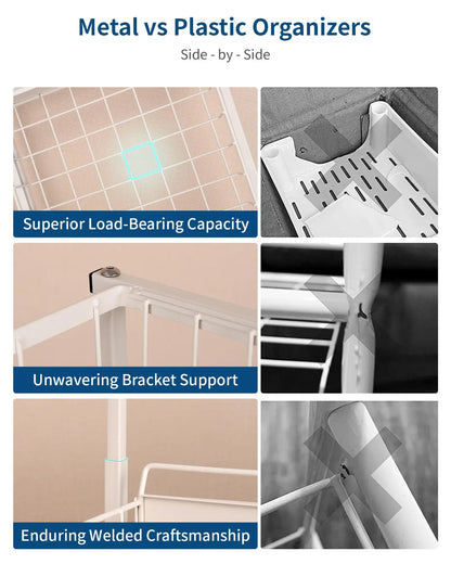 Under Sink Organizer and Storage, Pull Out Cabinet Organizer 2 Tier Slide Out Sink Shelf Cabinet Storage Shelves for Kitchen