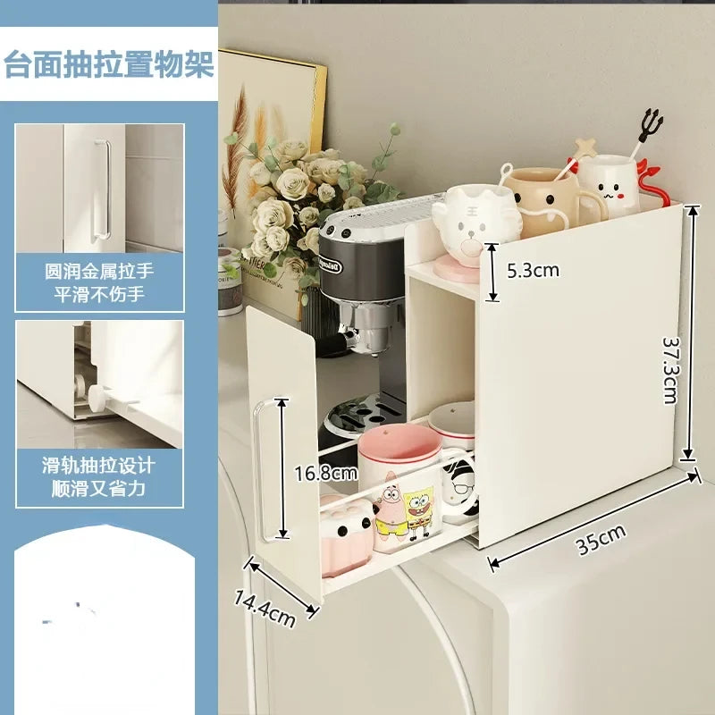 Recommend Cream Wind Dust Mug Storage Shelves Pull Metal Dust Cup Holder Home Kitchen Desktop Coffee Capsule Storage Drawer