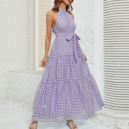 Elegant Sleeveless Halter Neck Maxi Dress