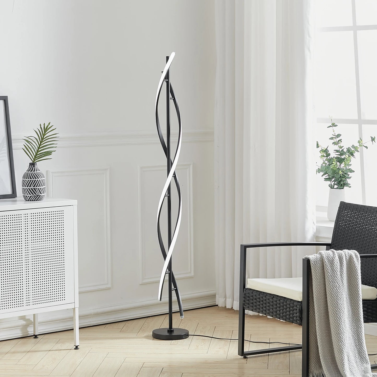 Black 60W Modern LED Floor Lamp for Living Room